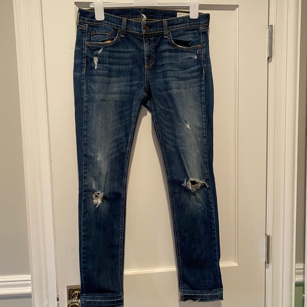 Rag and Bone ripped and dark wash jeans